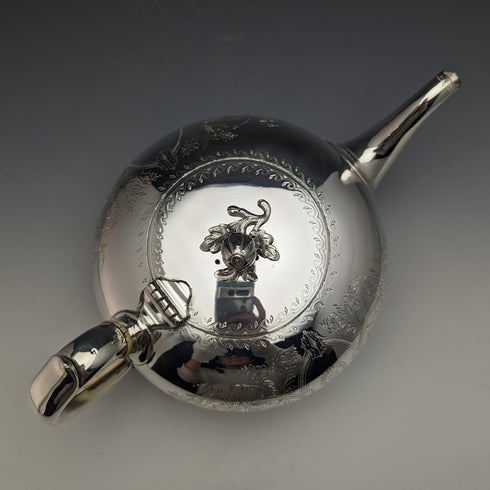 1881年 英国アンティーク シルバープレート製ティーポット 580g Elkington