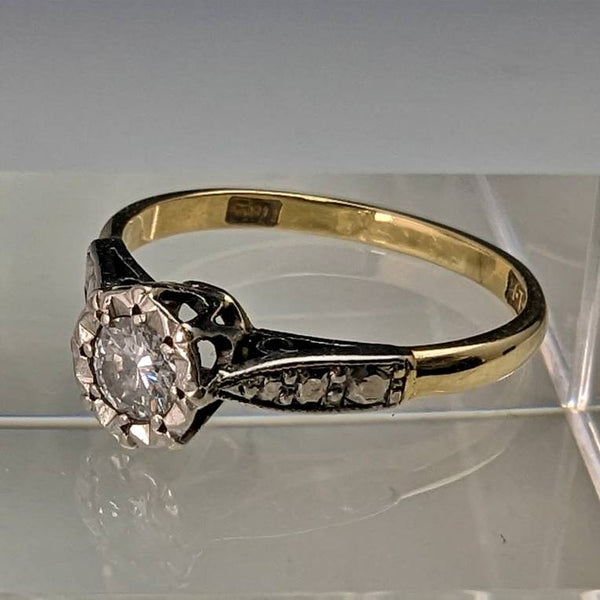 英國復古配飾 18K 金戒指 0.25ct 鑽石 HL 棕色