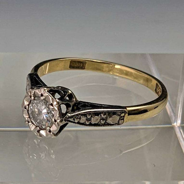 英國復古配飾 18K 金戒指 0.25ct 鑽石 HL 棕色