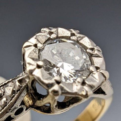 英國復古配飾 18K 金戒指 0.25ct 鑽石 HL 棕色