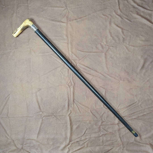 1894 British Antique Men's Walking Stick Deer Antlers Clutch Handle Thick Shaft 80cm