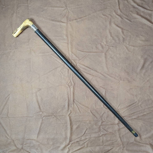1894 British Antique Men's Walking Stick Deer Antlers Clutch Handle Thick Shaft 80cm