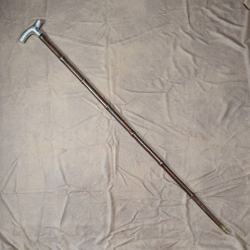 1890 年英國古董男士手杖純銀德比手柄 92 厘米