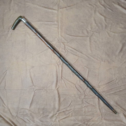 1901 年英國古董男士手杖牛角 L 形手柄 81 厘米