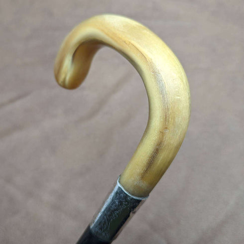 1919 年英國古董紳士手杖帶弧形牛角手柄 91 厘米