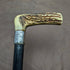 1894 British Antique Men's Walking Stick Deer Antlers Clutch Handle Thick Shaft 80cm