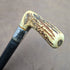 1894 British Antique Men's Walking Stick Deer Antlers Clutch Handle Thick Shaft 80cm