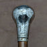 1919 British antique ladies walking stick, sterling silver, round handle, 82cm