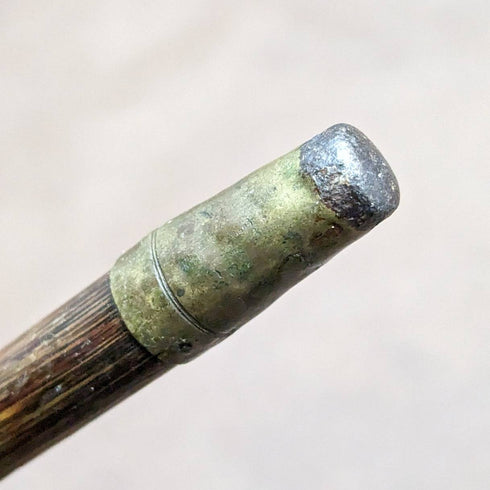 1919 British antique ladies walking stick, sterling silver, round handle, 82cm