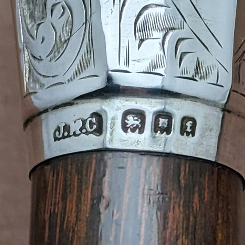 1921 年英國古董男士手杖純銀圓形手柄 92 厘米