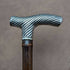 1890 British Antique Men's Walking Stick Pure Silver Derby Handle 92cm