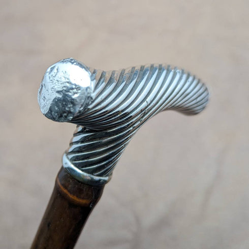 1890 年英國古董男士手杖純銀德比手柄 92 厘米