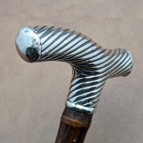1890 年英國古董男士手杖純銀德比手柄 92 厘米