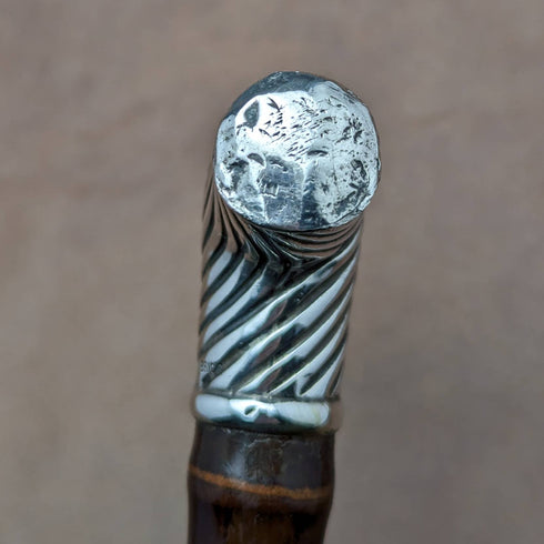 1890 年英國古董男士手杖純銀德比手柄 92 厘米