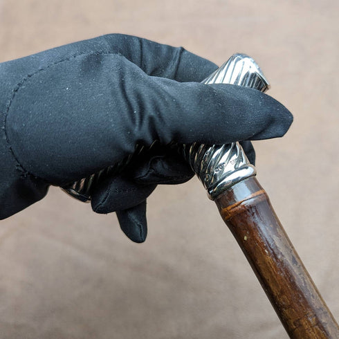 1890 年英國古董男士手杖純銀德比手柄 92 厘米