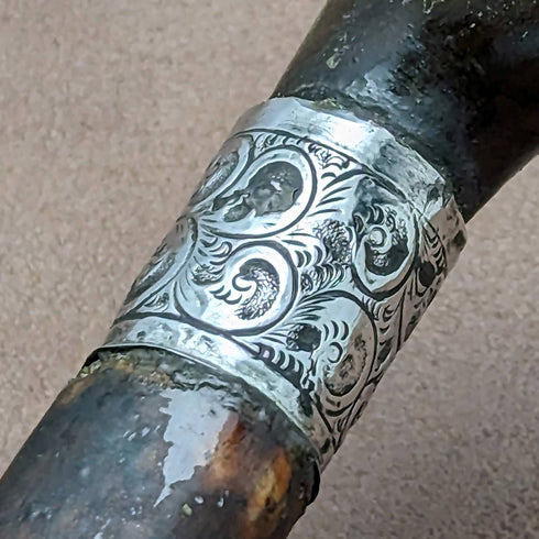 1901 年英國古董男士手杖牛角 L 形手柄 81 厘米