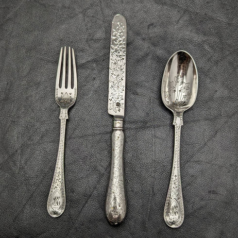 1870年頃 英国アンティーク 純銀製クリスニングカトラリーセット BOX入り MAPPIN BROTHERS