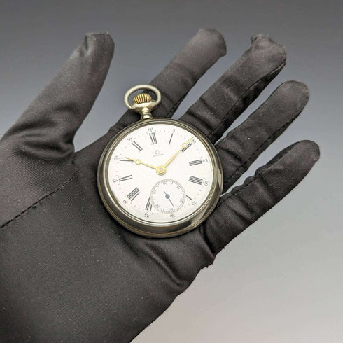 Around 1910 Antique Omega pocket watch with silver plated case works well