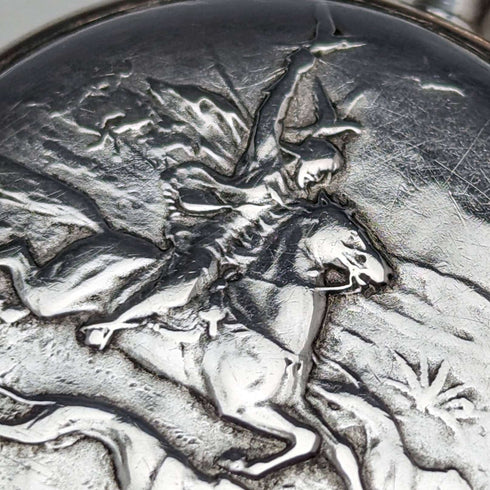 Around 1925 Vintage Longines pocket watch horse engraving hunter case on silver side works well