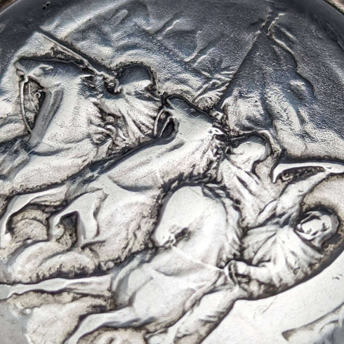 Around 1925 Vintage Longines pocket watch horse engraving hunter case on silver side works well