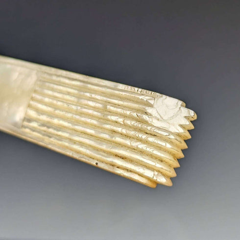 1907年 英国アンティーク 白蝶貝ハンドル 純銀ブレード カトラリー6ペアセット 木箱入り
