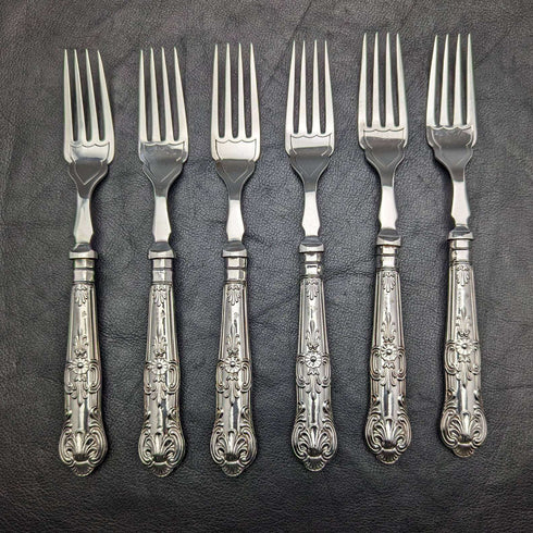 1934 British Vintage Queens Pattern Sterling Silver Handle Cutlery 6 Pairs Boxed