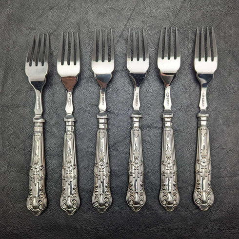 1934 British Vintage Queens Pattern Sterling Silver Handle Cutlery 6 Pairs Boxed