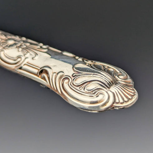 1934年 英国ヴィンテージ クイーンズパターン 純銀ハンドル カトラリー6ペアセット 箱入り