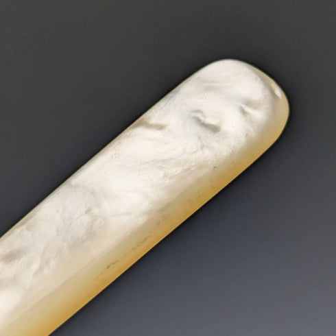 19世紀後半 英国アンティーク 白蝶貝ハンドル 純銀ブレード フィッシュカトラリー6ペアセット 木箱入り