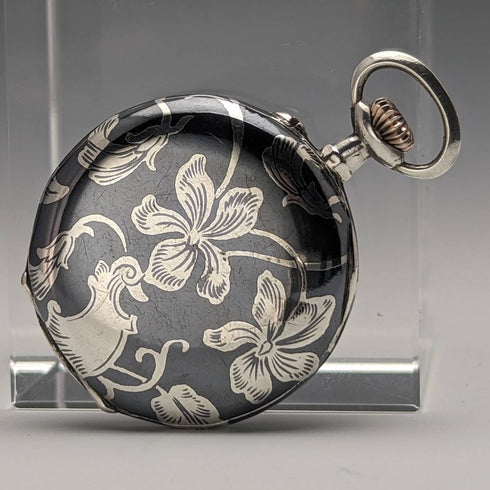 古董瑞士製造無簽名銀邊鑲嵌錶殼女士懷錶效果很好