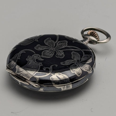 古董瑞士製造無簽名銀邊鑲嵌錶殼女士懷錶效果很好