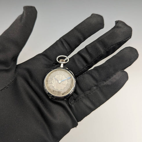 古董瑞士製造無簽名銀邊鑲嵌錶殼女士懷錶效果很好