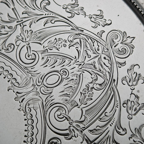 1870年 英国アンティーク 純銀製サルヴァ 直径26cm 523g Henry Holland