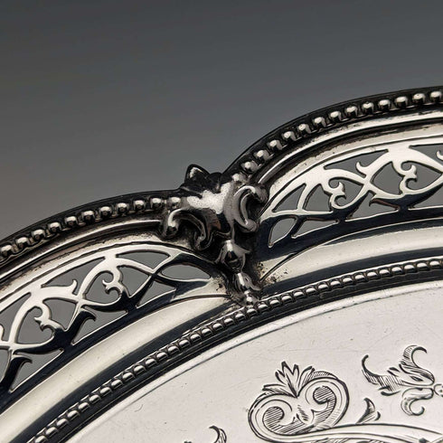 1870年 英国アンティーク 純銀製サルヴァ 直径26cm 523g Henry Holland