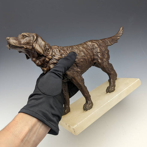 French Antique Dog Shaped Pocket Watch Holder Marble Pedestal Display Stand