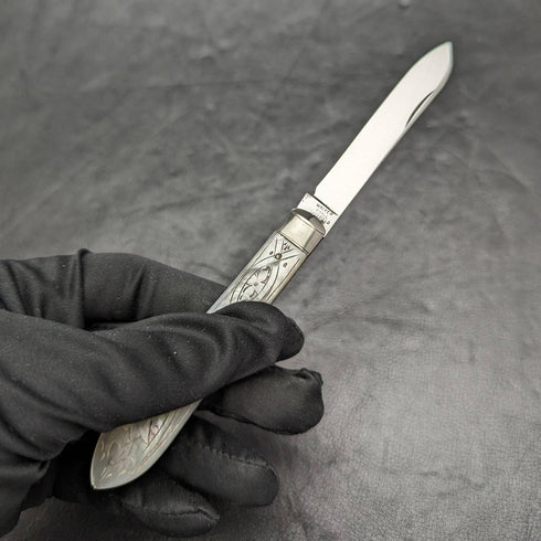 英国アンティーク 白蝶貝ハンドル ステンレスブレード 折りたたみフルーツナイフ