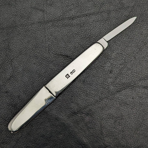 1936年 英国ヴィンテージ 純銀ハンドル ステンレスブレード 折りたたみナイフ