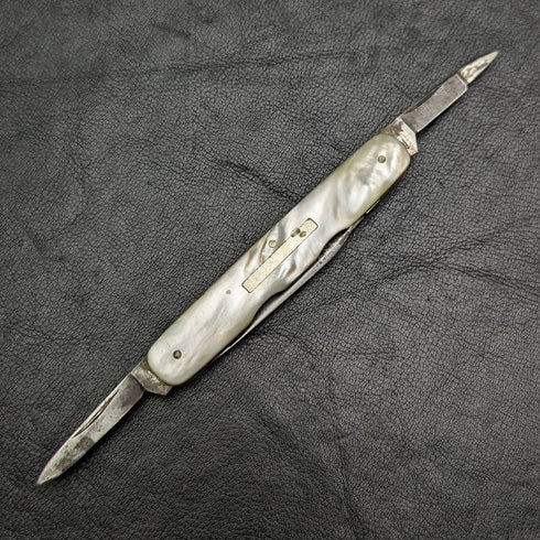 英国アンティーク 白蝶貝ハンドル スチールブレードx4 マルチツール