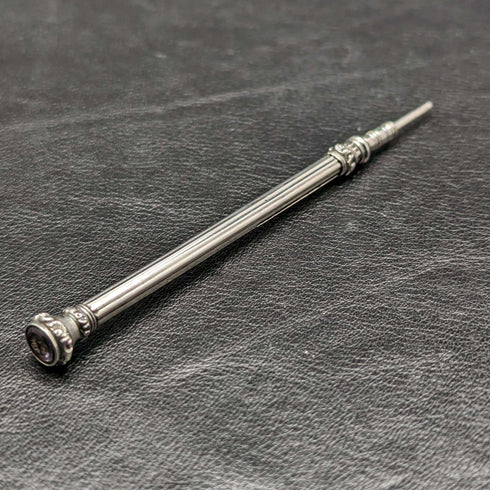 1880年頃 アンティーク 純銀製シャープペンシル 伸縮式77-100mm インタリオ付
