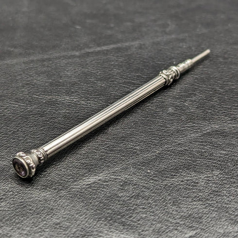 1880年頃 アンティーク 純銀製シャープペンシル 伸縮式77-100mm インタリオ付
