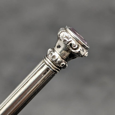 1880年頃 アンティーク 純銀製シャープペンシル 伸縮式77-100mm インタリオ付