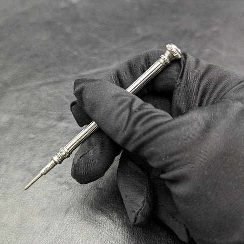 1880年頃 アンティーク 純銀製シャープペンシル 伸縮式77-100mm インタリオ付