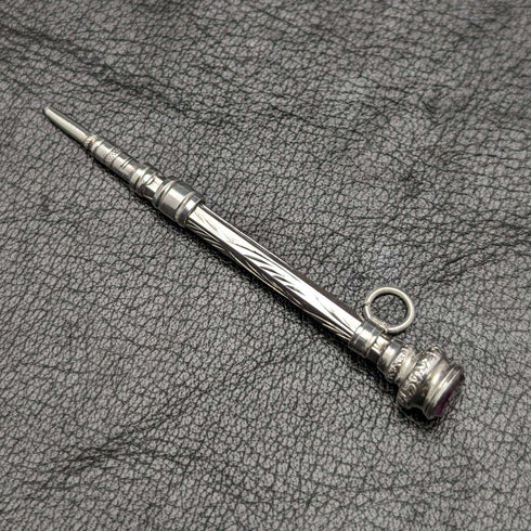 1908 British Antique Sterling Silver Mechanical Pencil Super Small Telescopic 40-55mm Magic Pencil