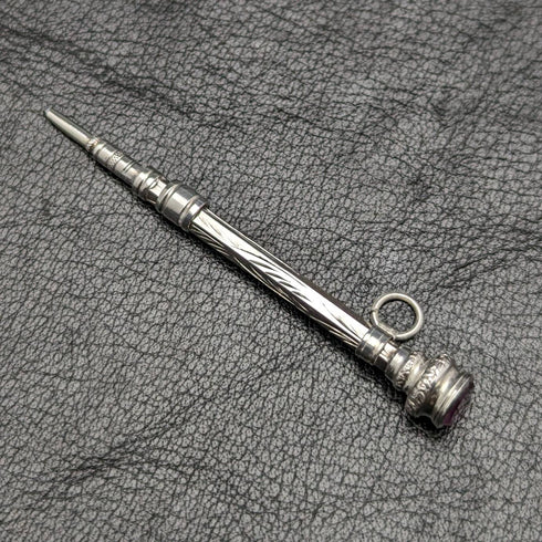1908 年英國古董純銀自動鉛筆超小伸縮 40-55 毫米魔術鉛筆