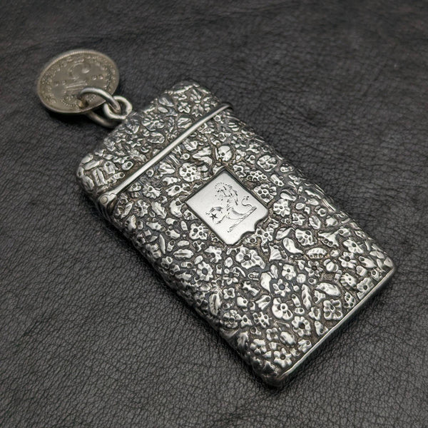 Around 1880 French antique solid silver Vesta case (match case)