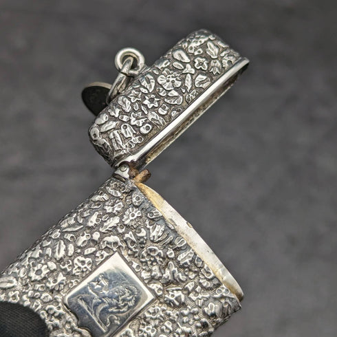 Around 1880 French antique solid silver Vesta case (match case)