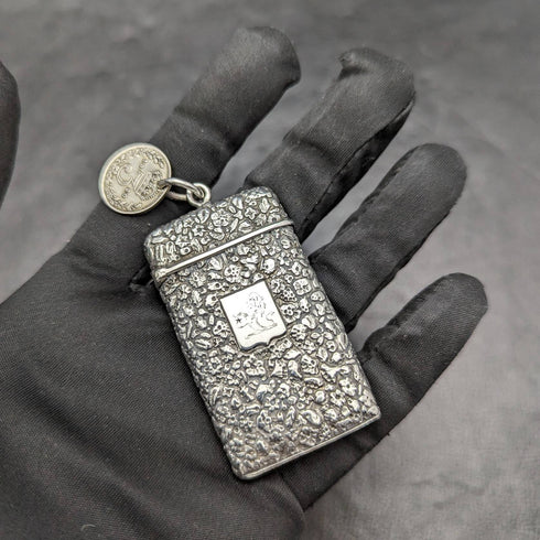 Around 1880 French antique solid silver Vesta case (match case)