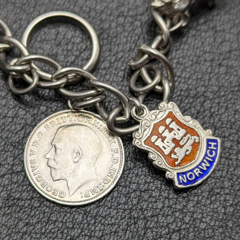 英国ヴィンテージ 純銀製 チャームブレスレット 19g