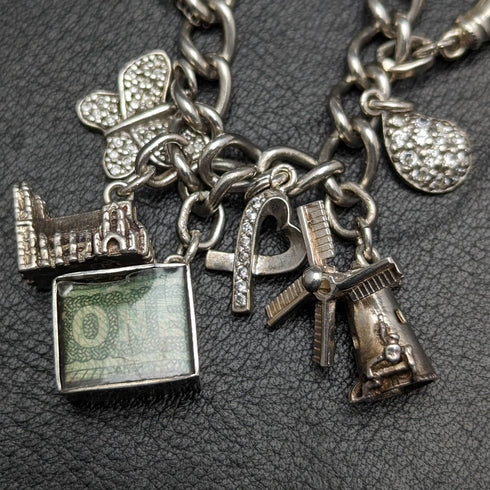 英国ヴィンテージ 純銀製 チャームブレスレット 71g