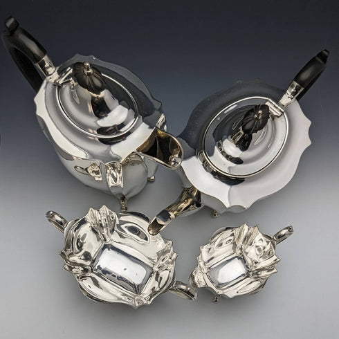 1906年 英国アンティーク シルバープレート製 ティーポット4点セット George Gordon